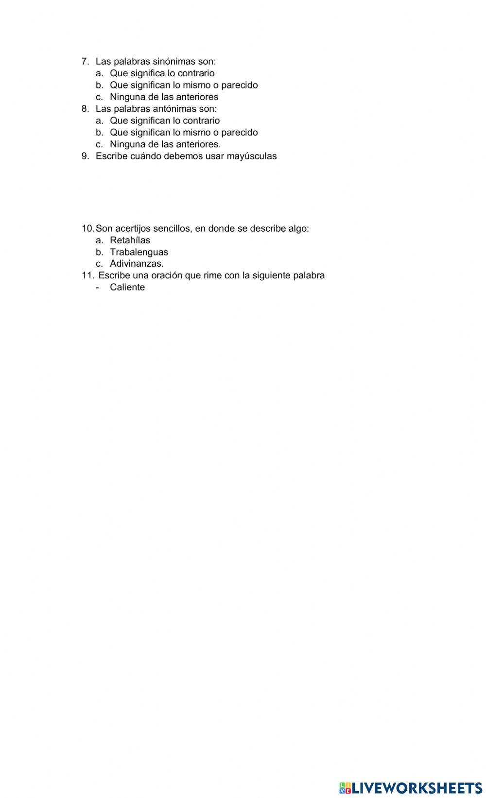 Evaluación español