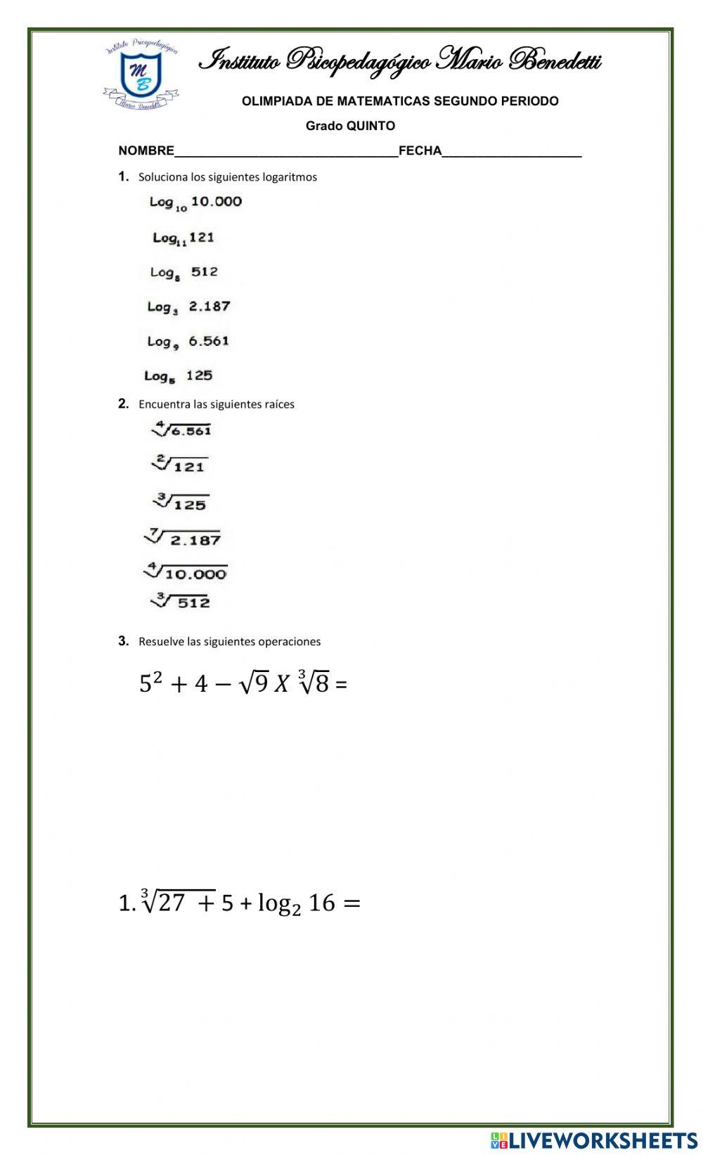 Evaluacion de matematicas