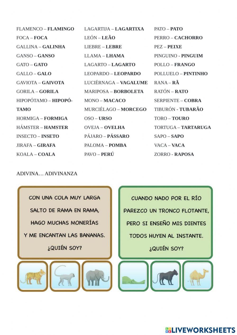 Los animales (7o e 8o)