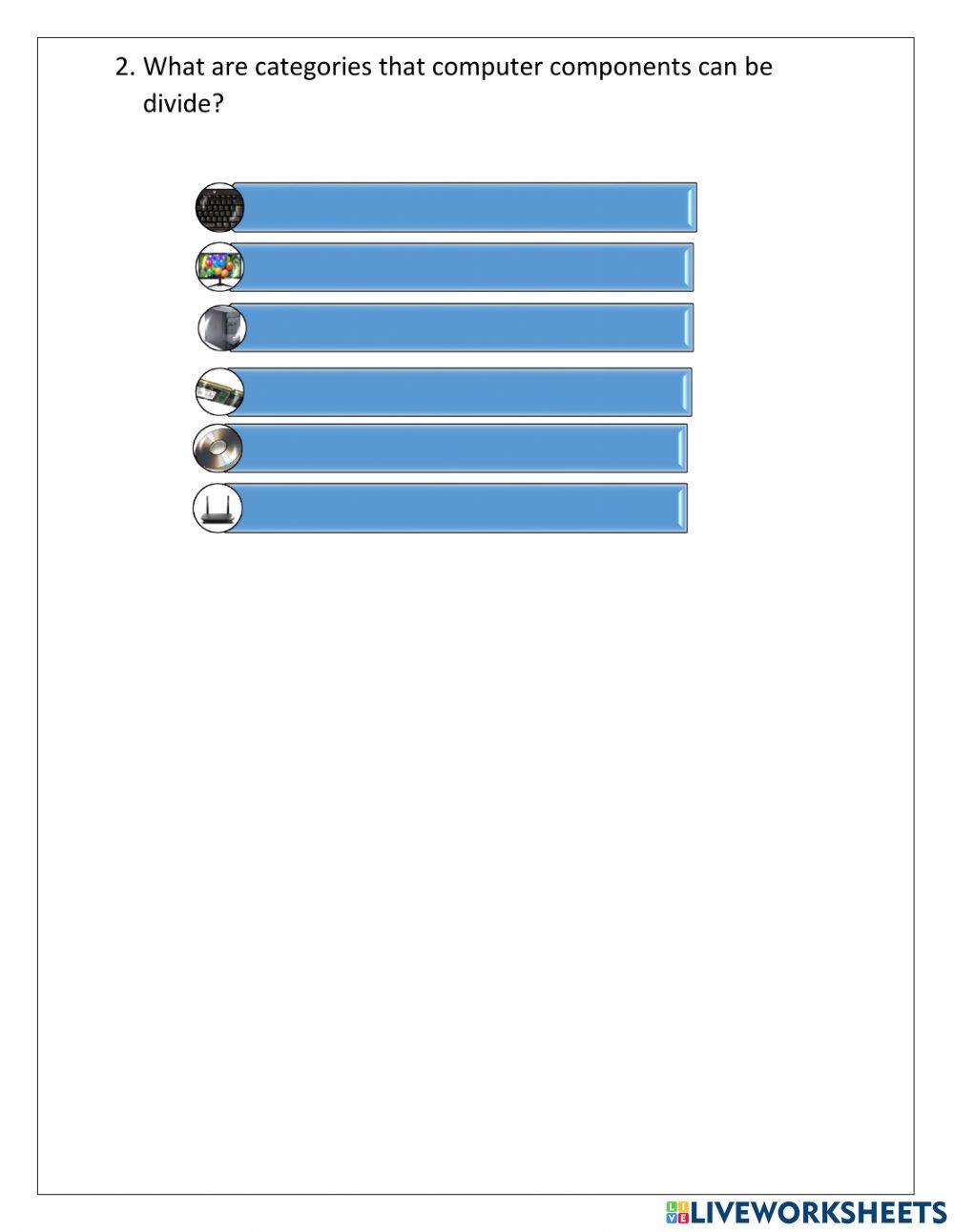 Computer components exercise | Live Worksheets