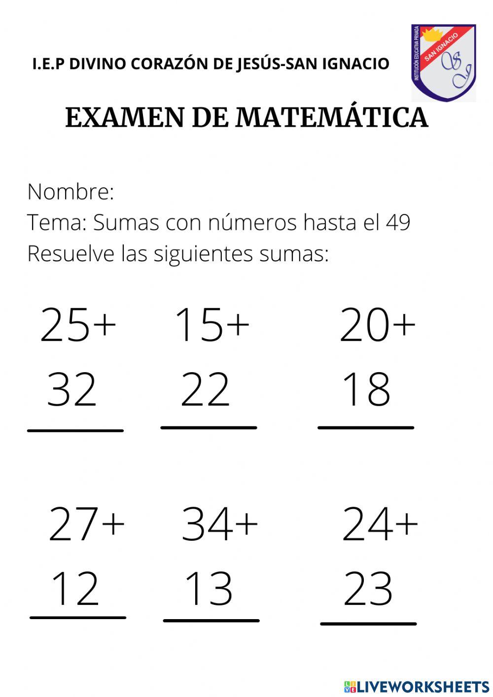 Examen de Matemática
