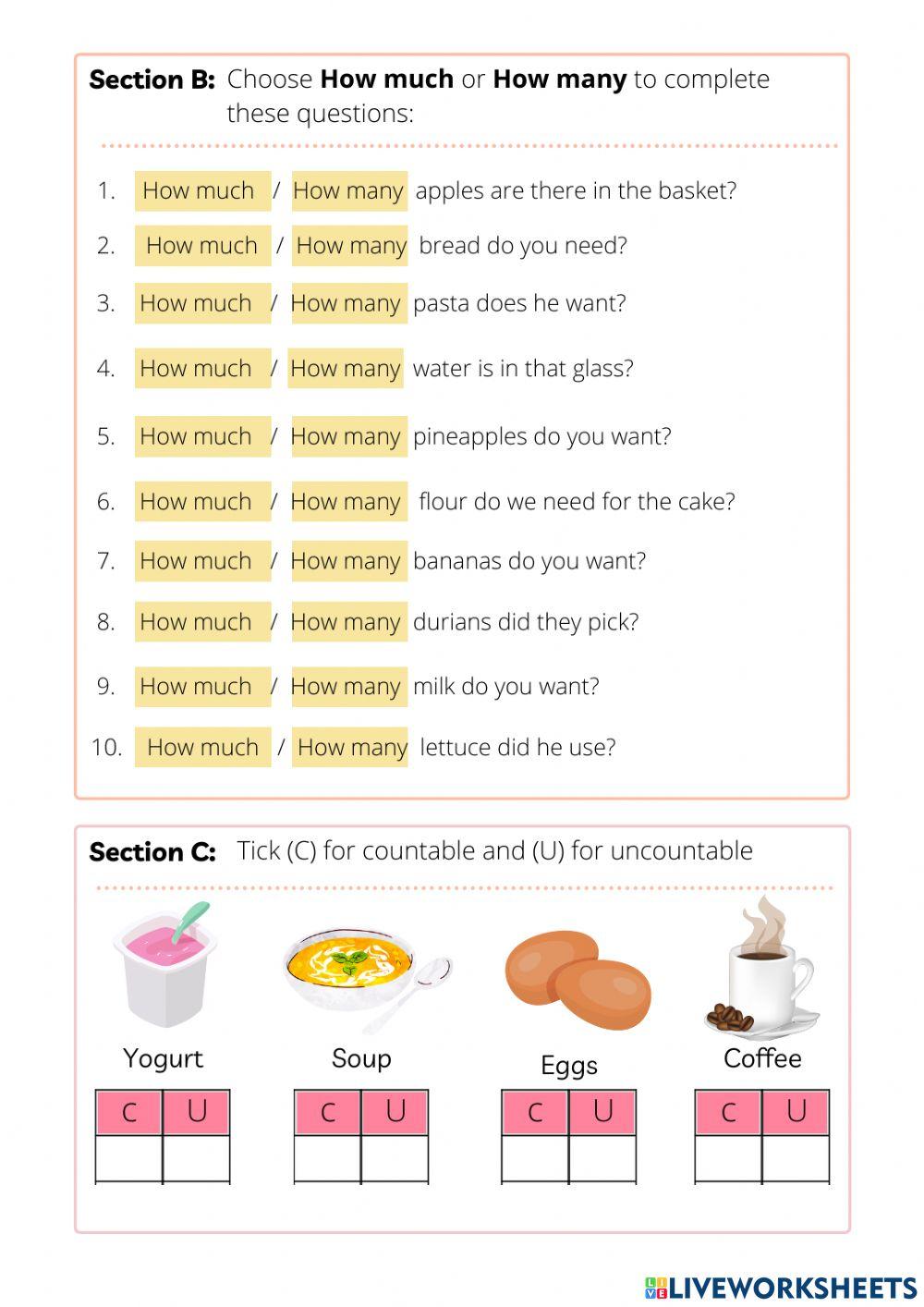 Countable and Uncountable Nouns