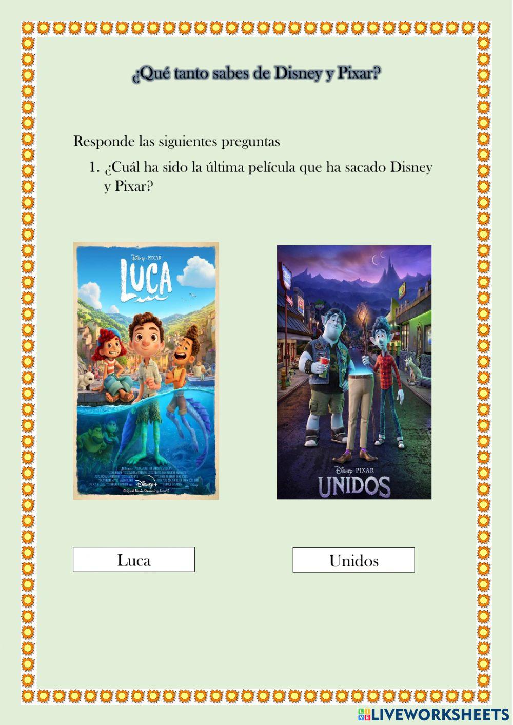 ¿Qué tanto sabes de Disney y Pixar ?