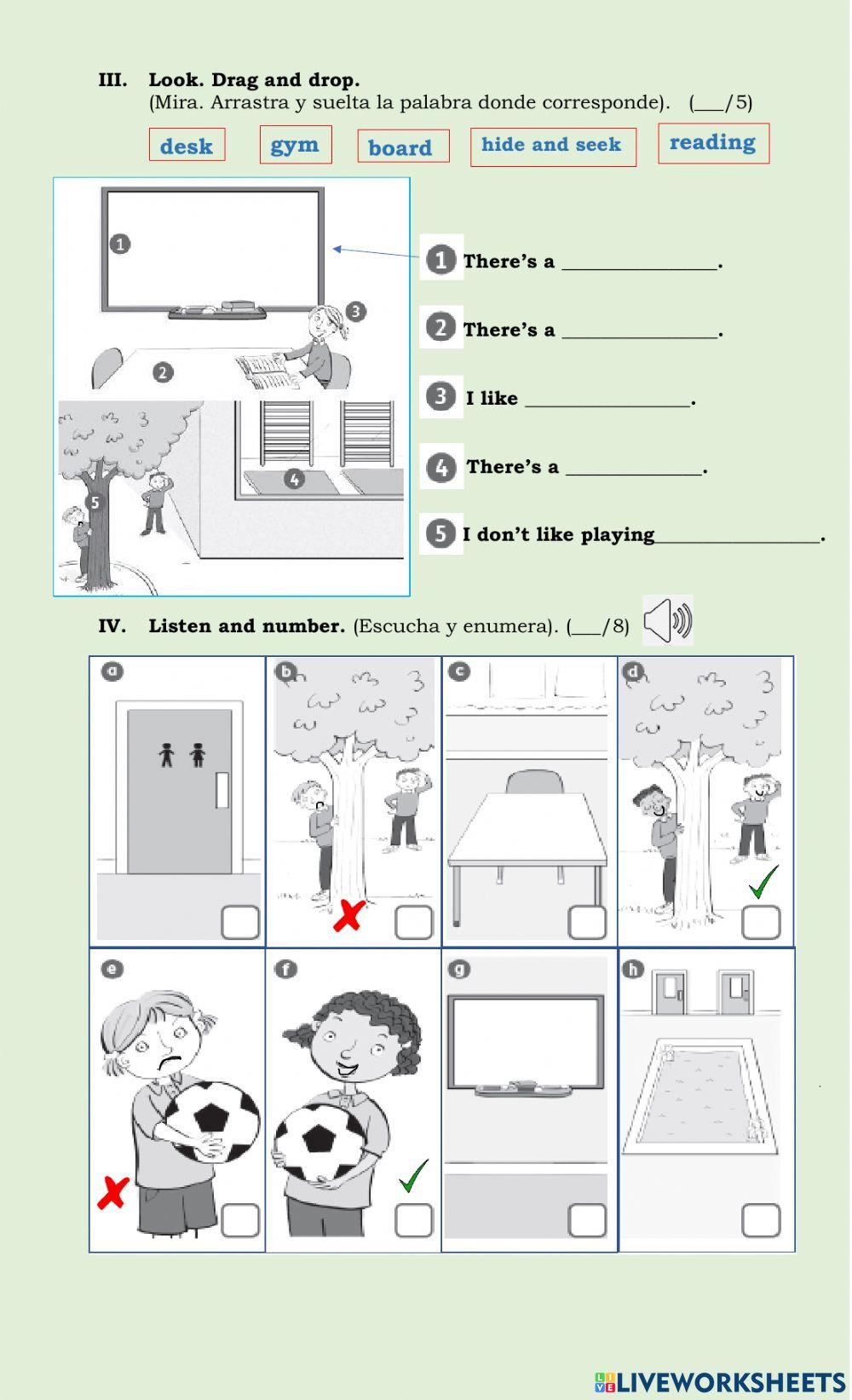 English Test unit 3 Let's go to school