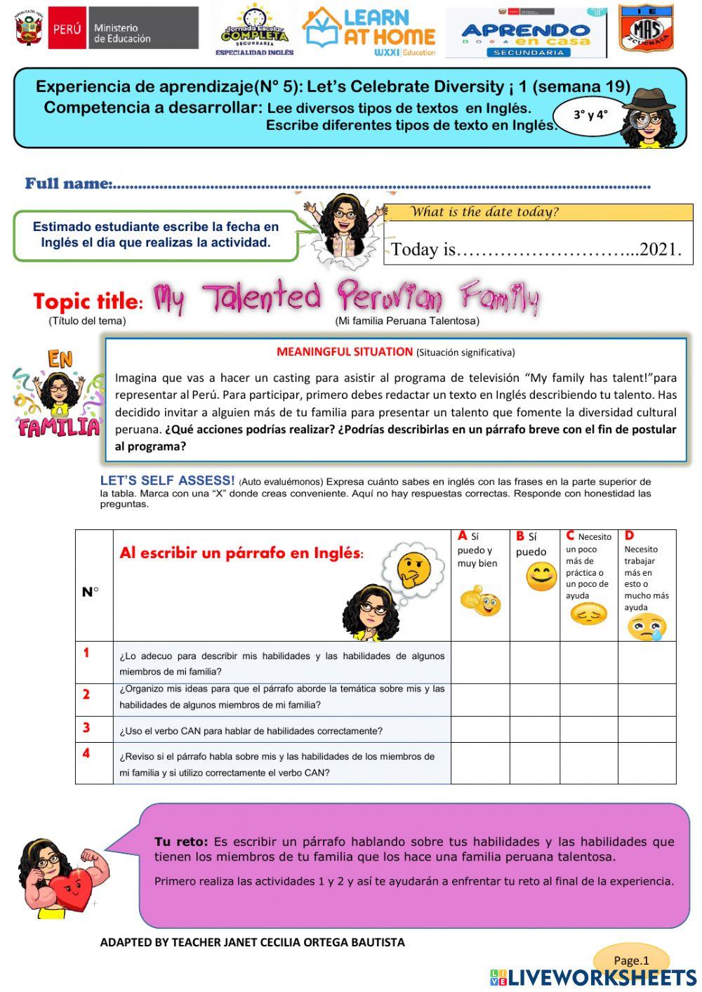 My talented Peruvian Family 1