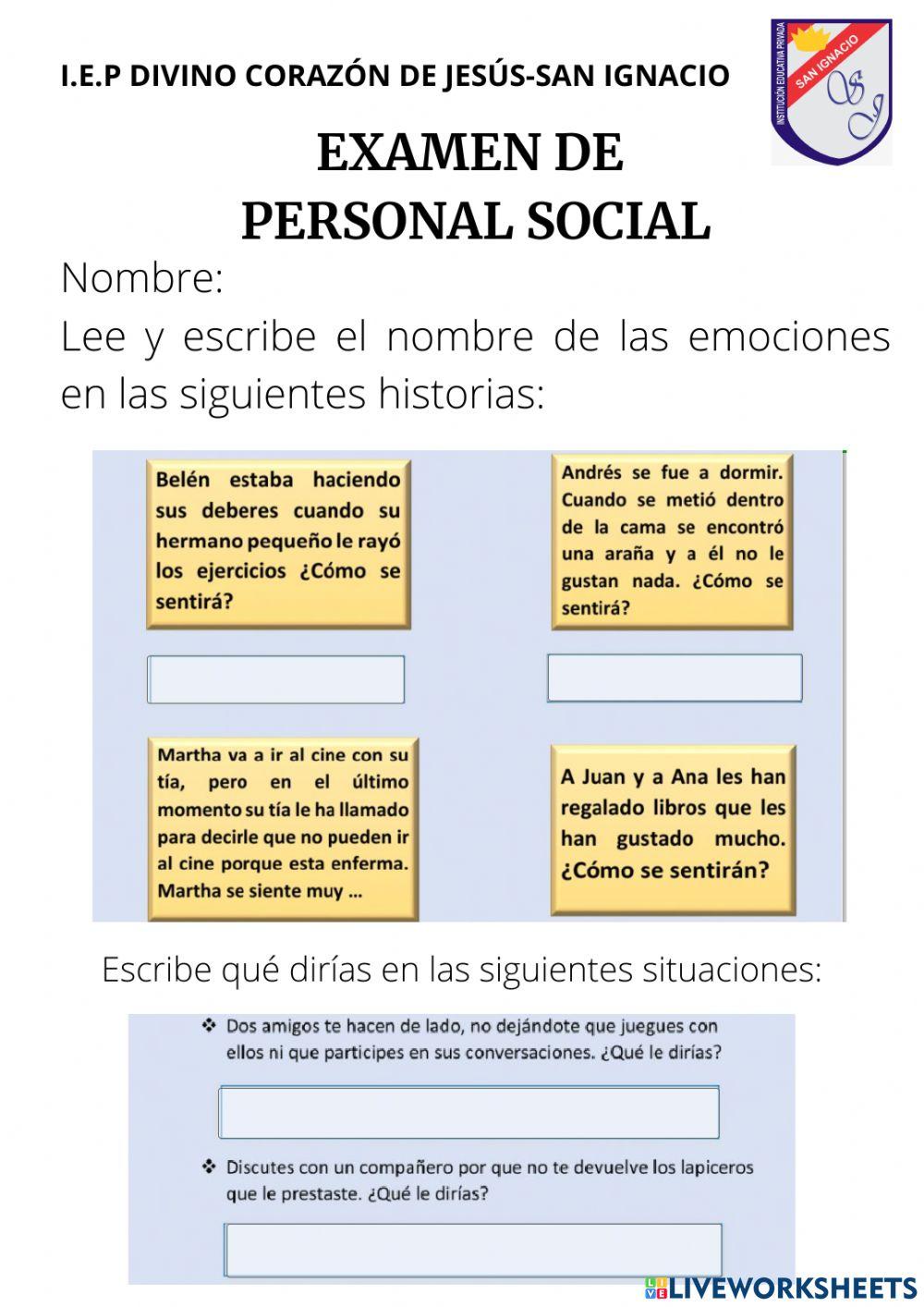 Examen de Personal social