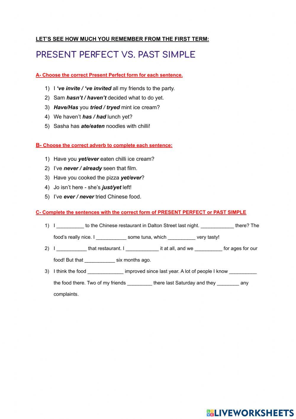 Present Perfect vs Past simple