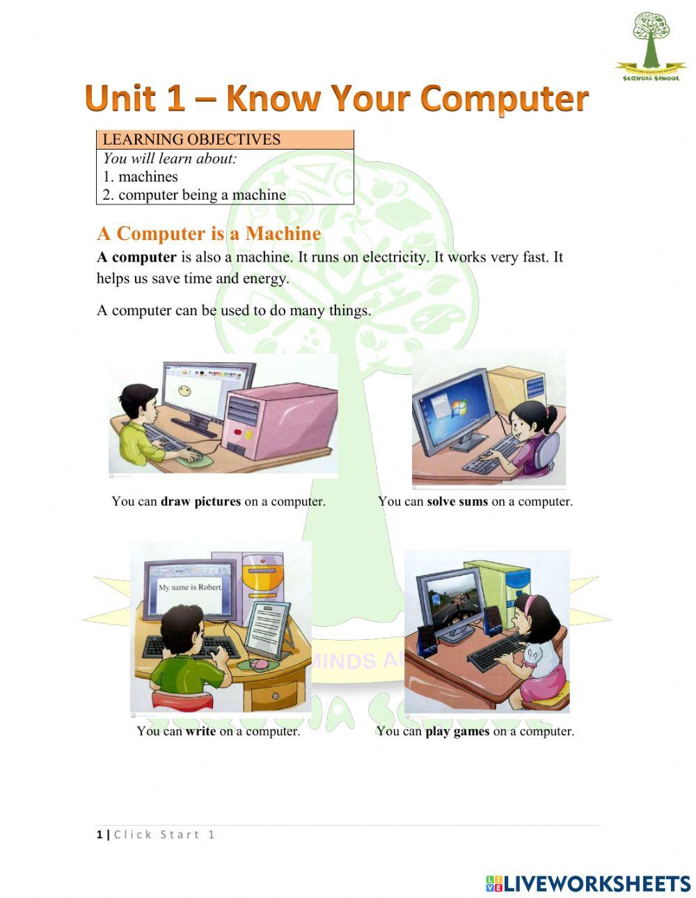 Computer Exercise worksheet | Live Worksheets
