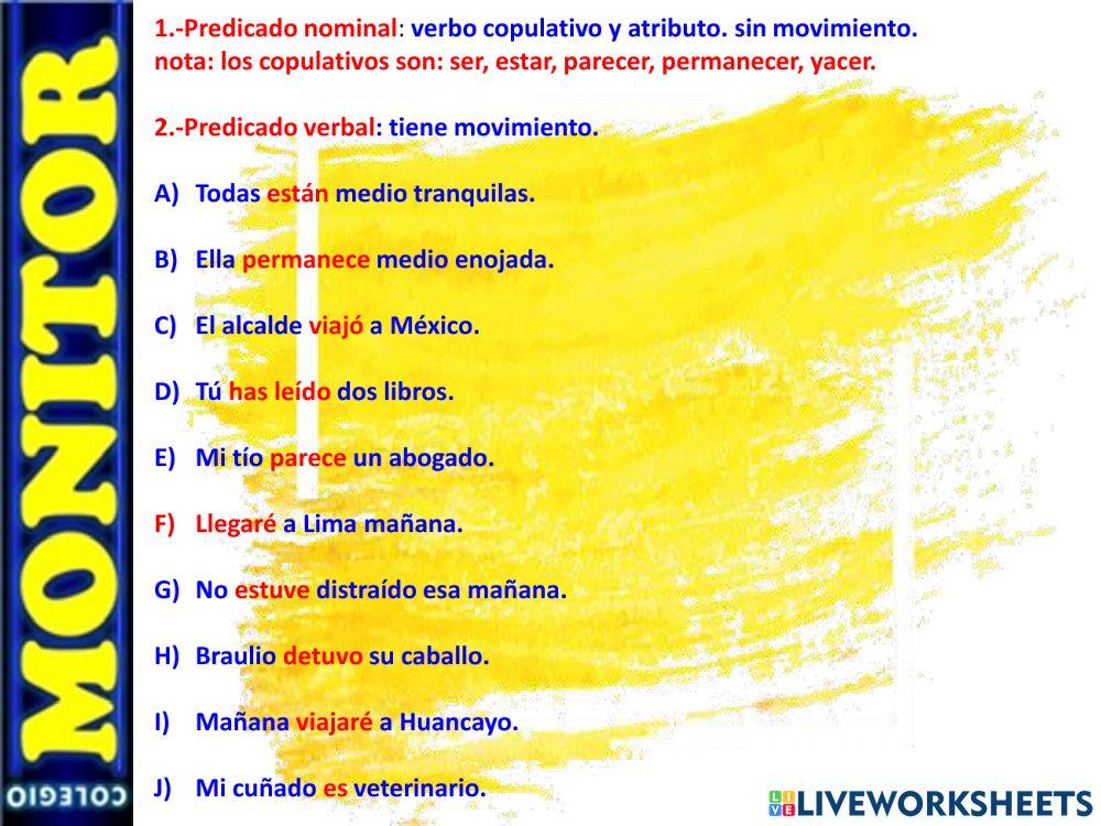 Predicado nominal y verbal