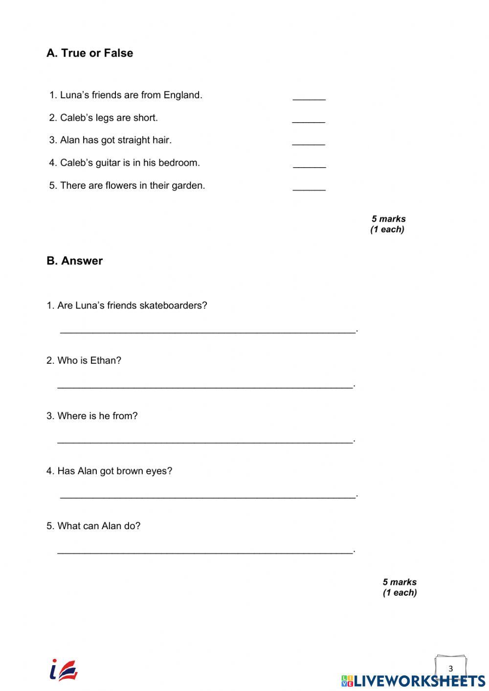 Teens 1 online worksheet | Live Worksheets