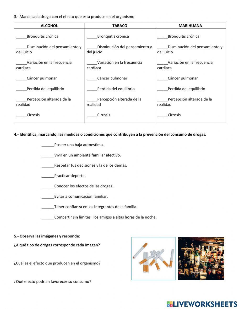 Drogas y efectos en el organismo
