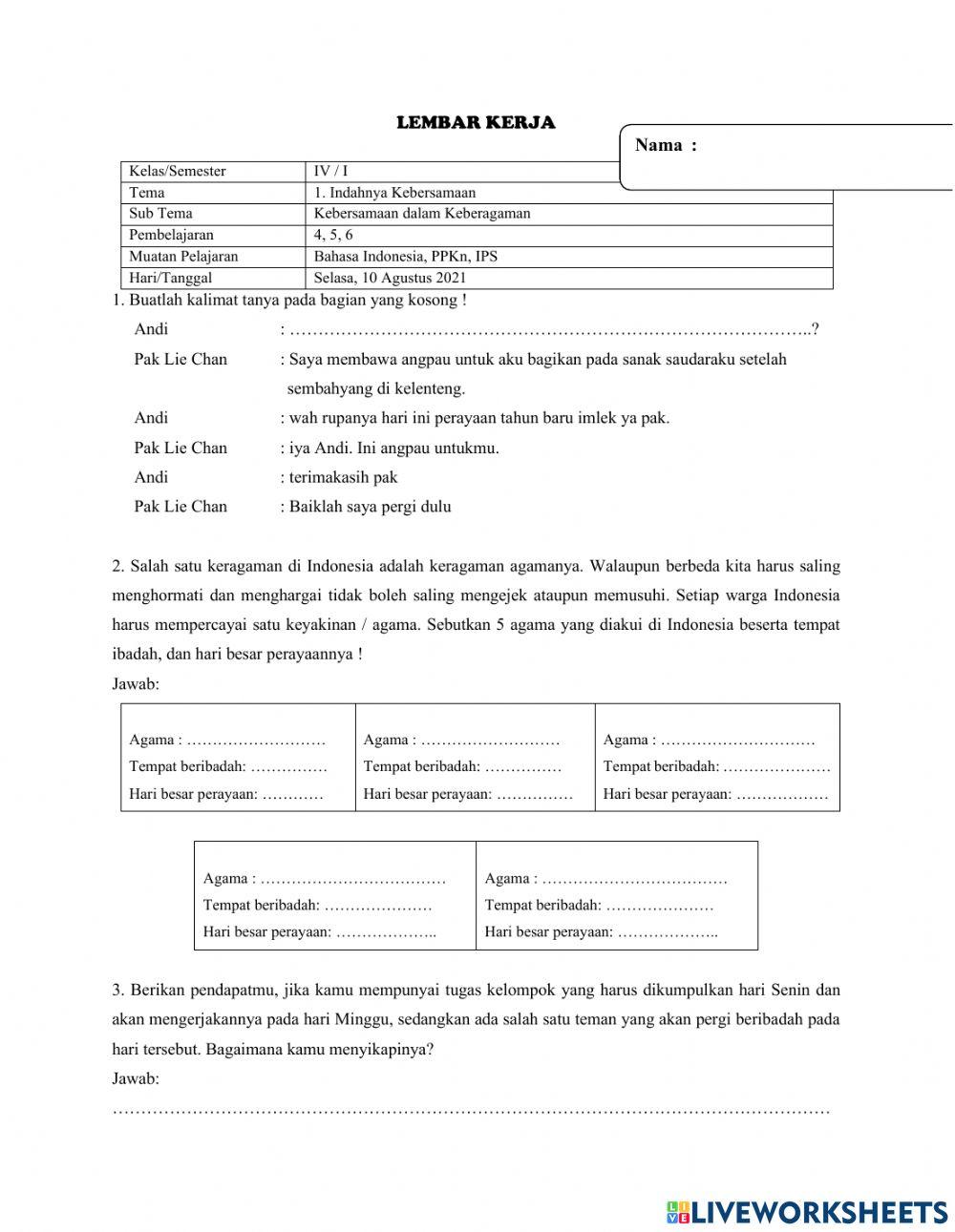 Tema 1 Indahnya kebersamaan