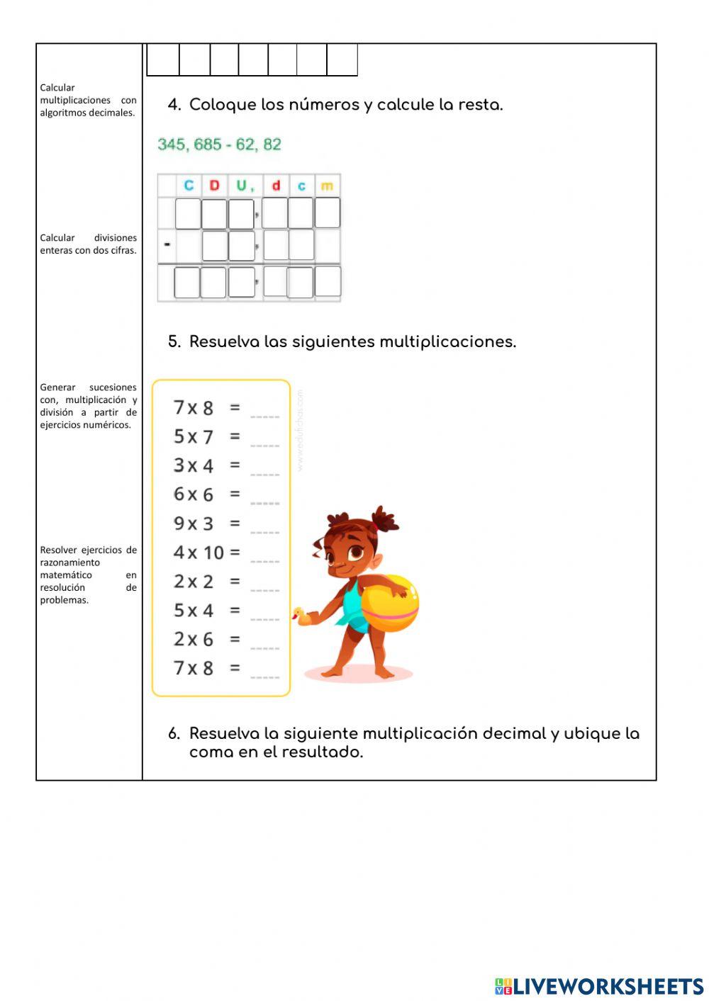 Prueba diagnóstica Matemática Séptimo