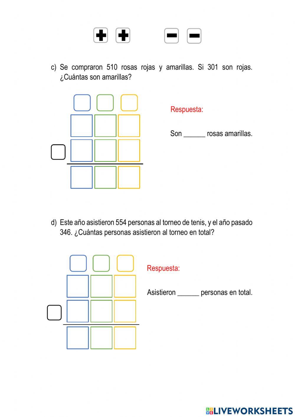 Problemas de sumas y restas