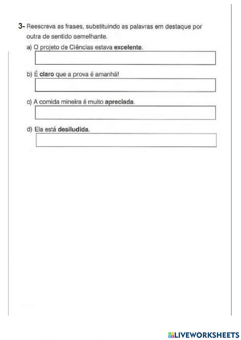 Sinônimos e antônimos 