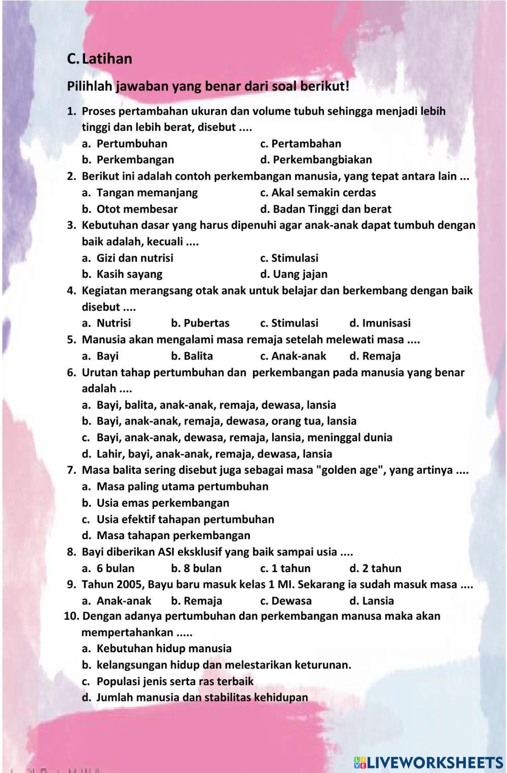 Perkembangan dan Pertumbuhan Manusia