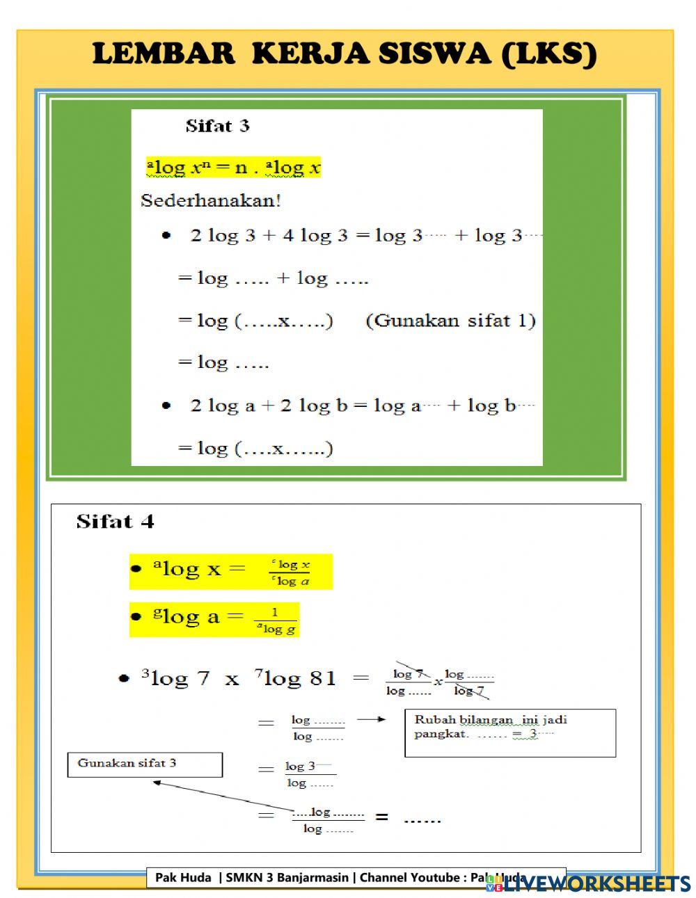 Sifat-Sifat Logaritma