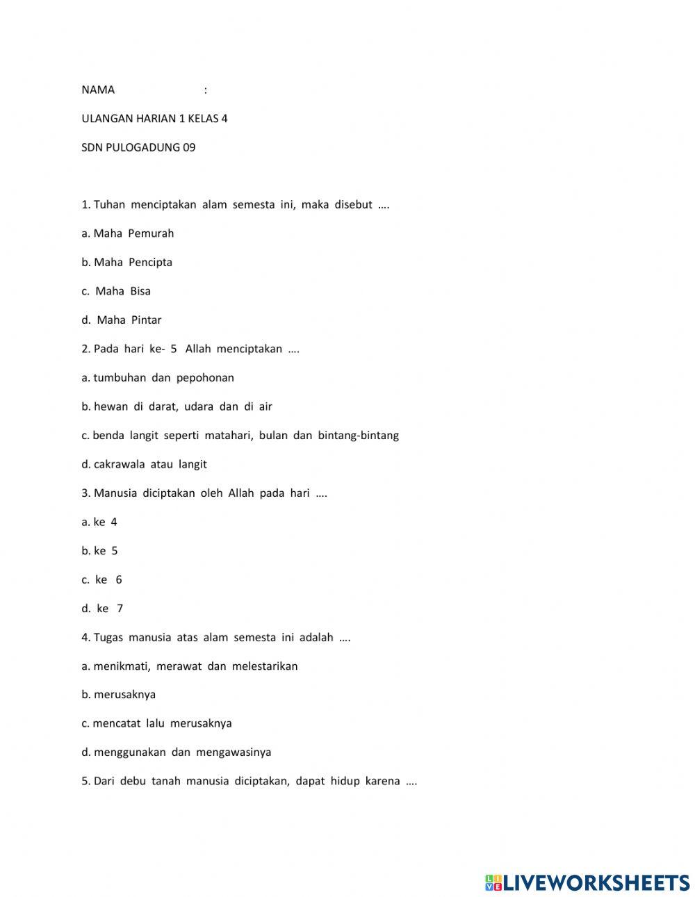 Ph 1 agama kristen KELAS 4