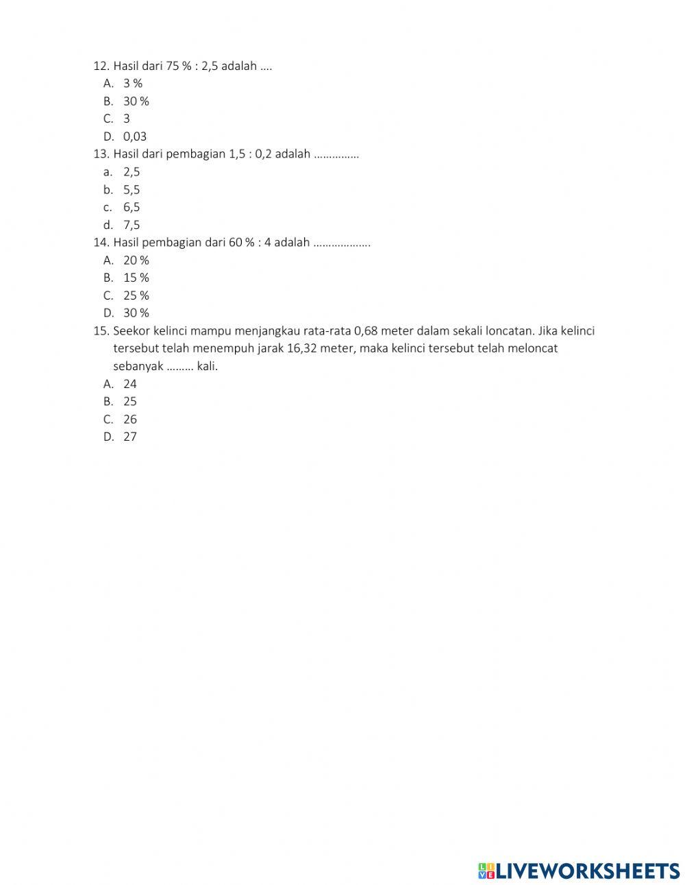 Soal penilaian harian matematika 1 pecahan