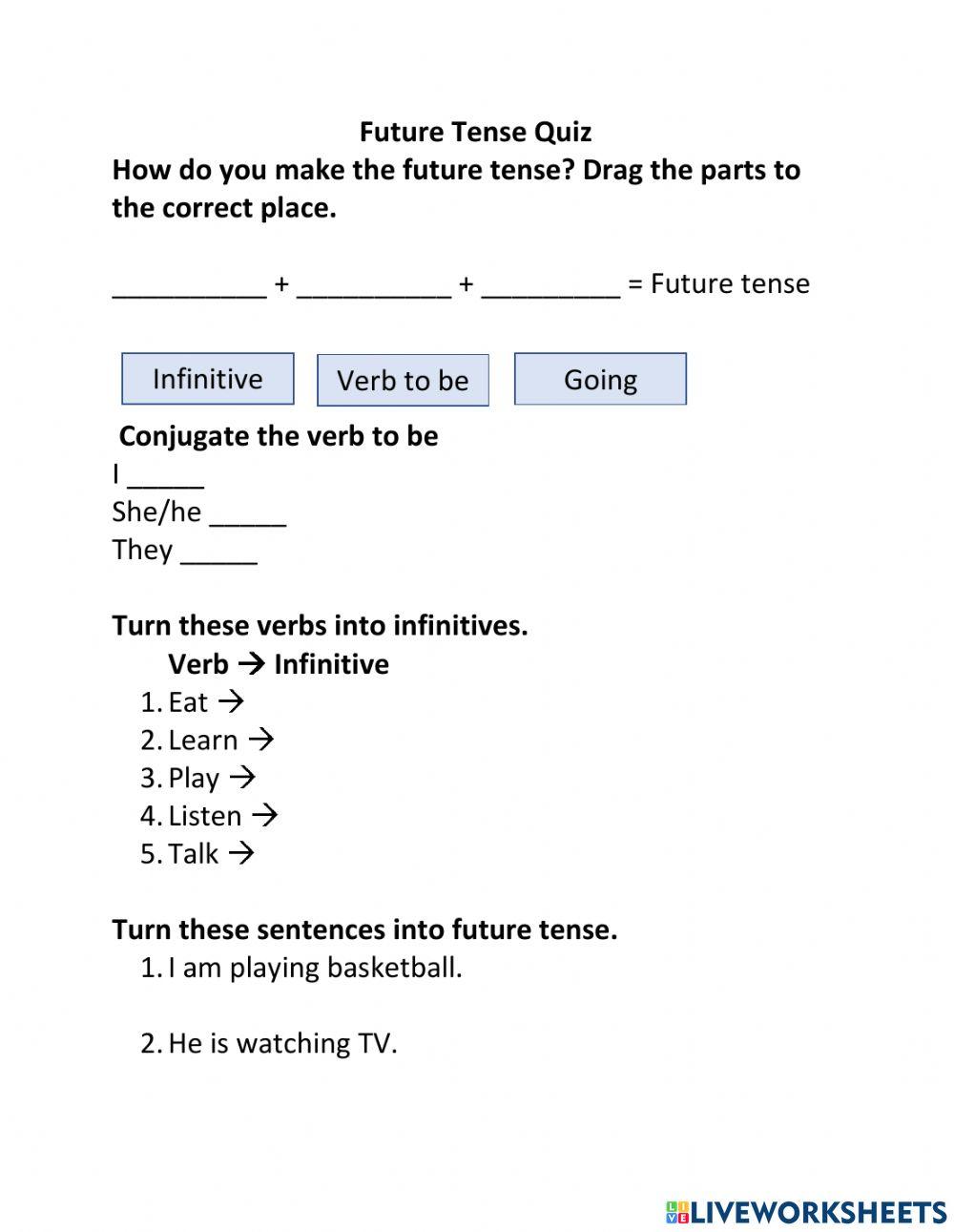 Future Tense (To be going to) Quiz