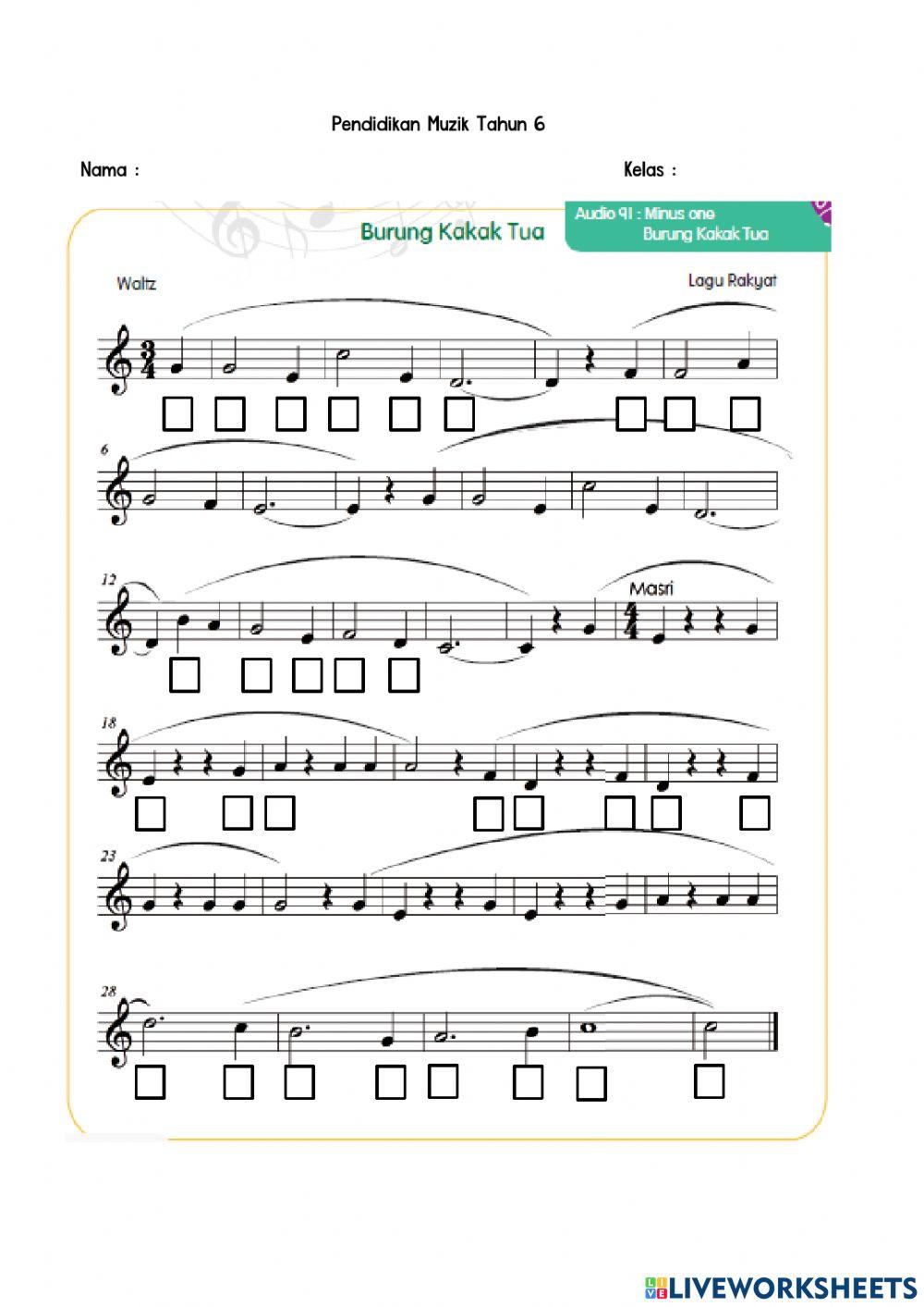 Skor Lagu Burung Kakak Tua