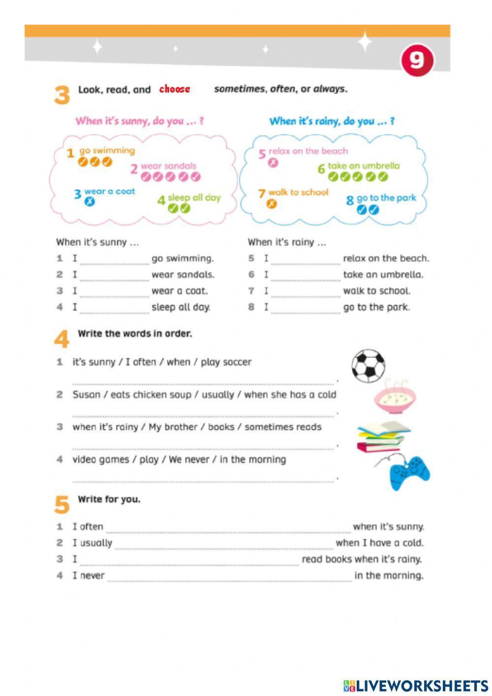 Grammar: Always, Often, Sometimes, Never (Unit 9 WB)