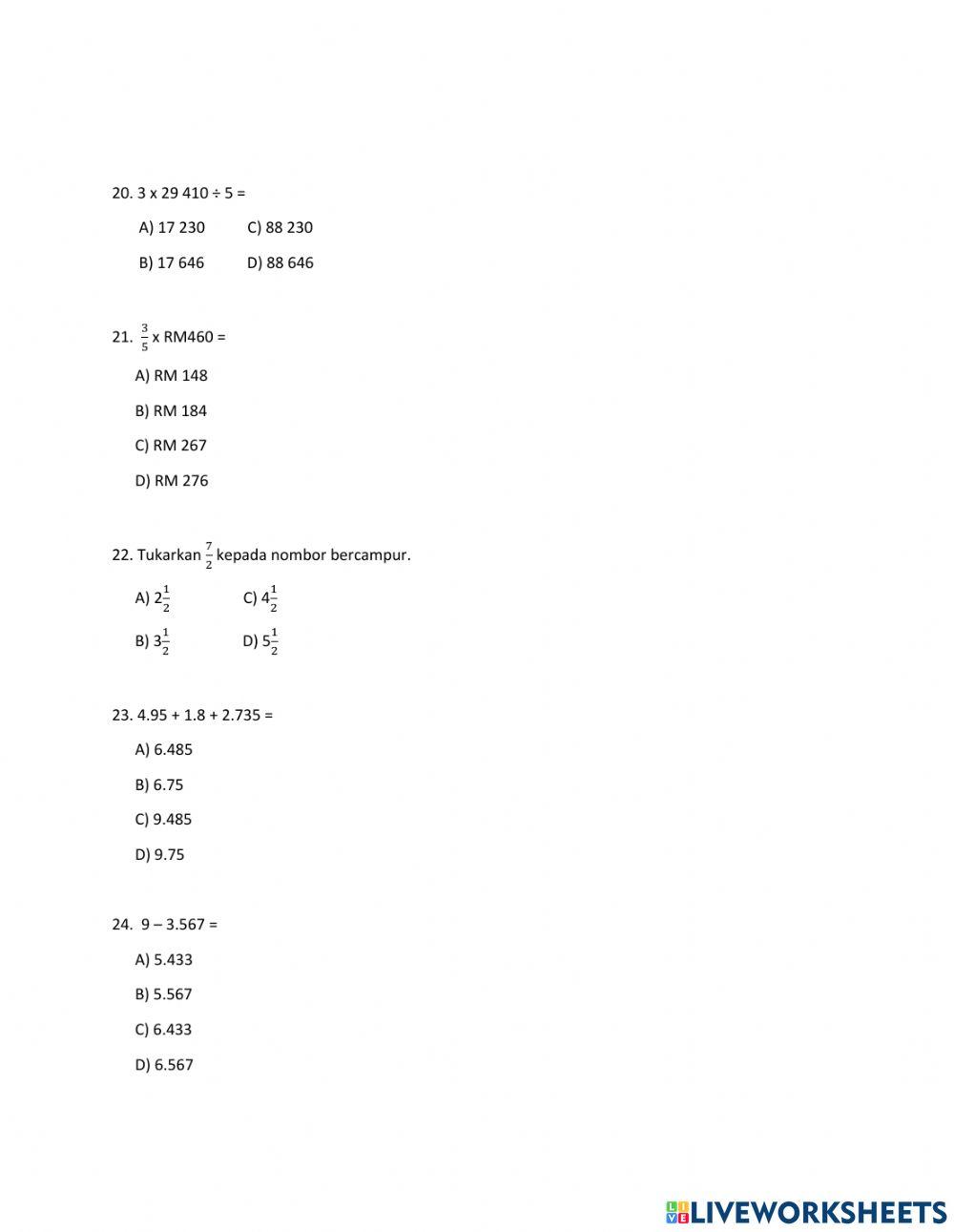 MATEMATIK TAHUN 4 KERTAS 1 backup