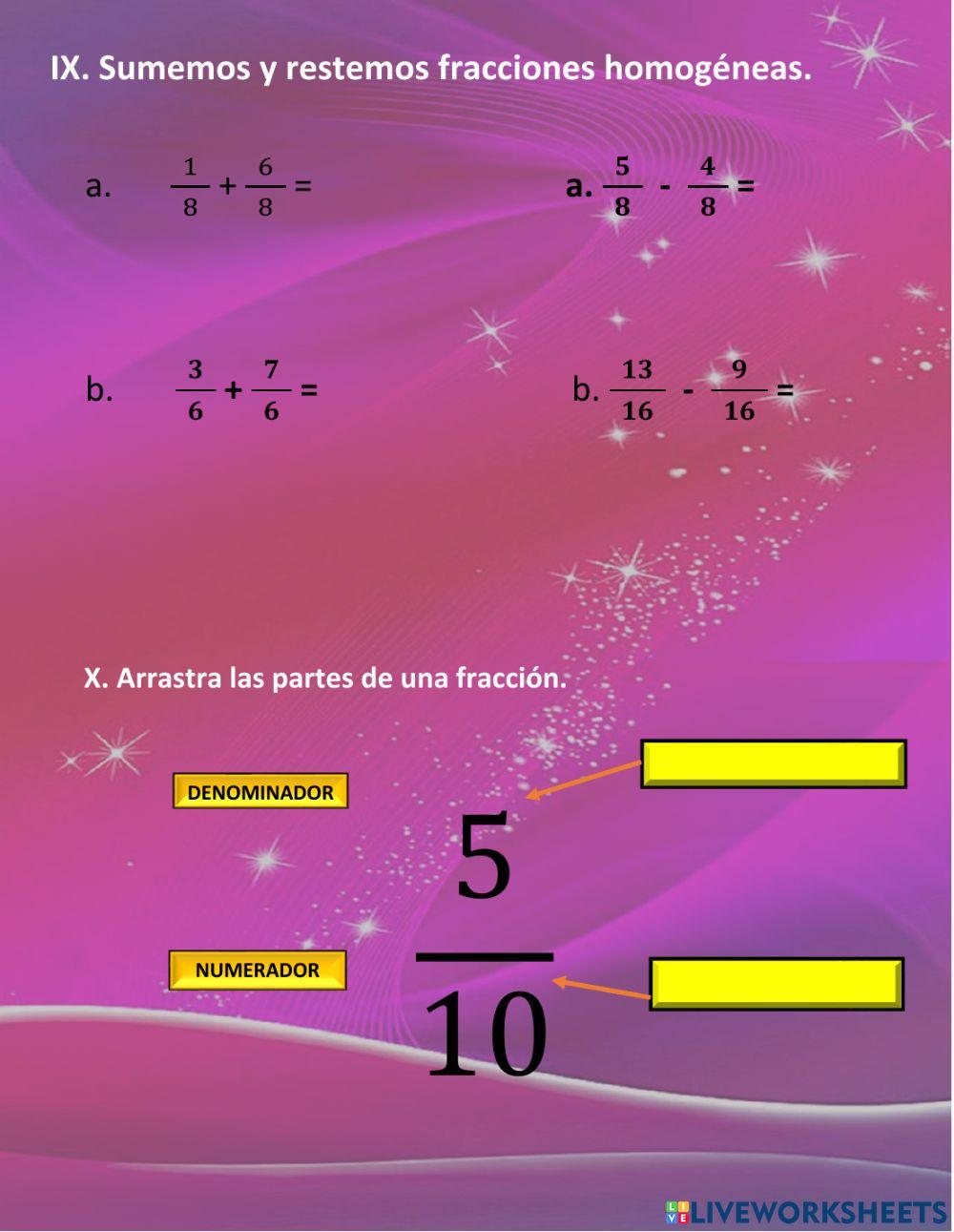 Fracciones homogéneas Fracciones homogéneas