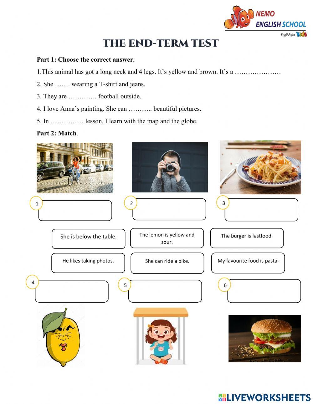 The end-term test-Nemo Speaking Class