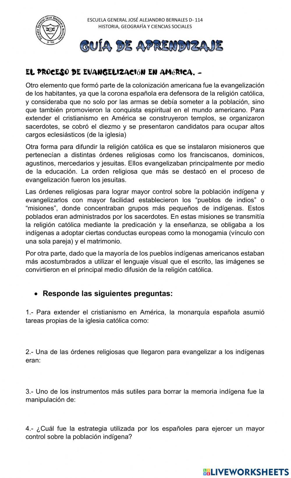 Guía Evangelización Colonial