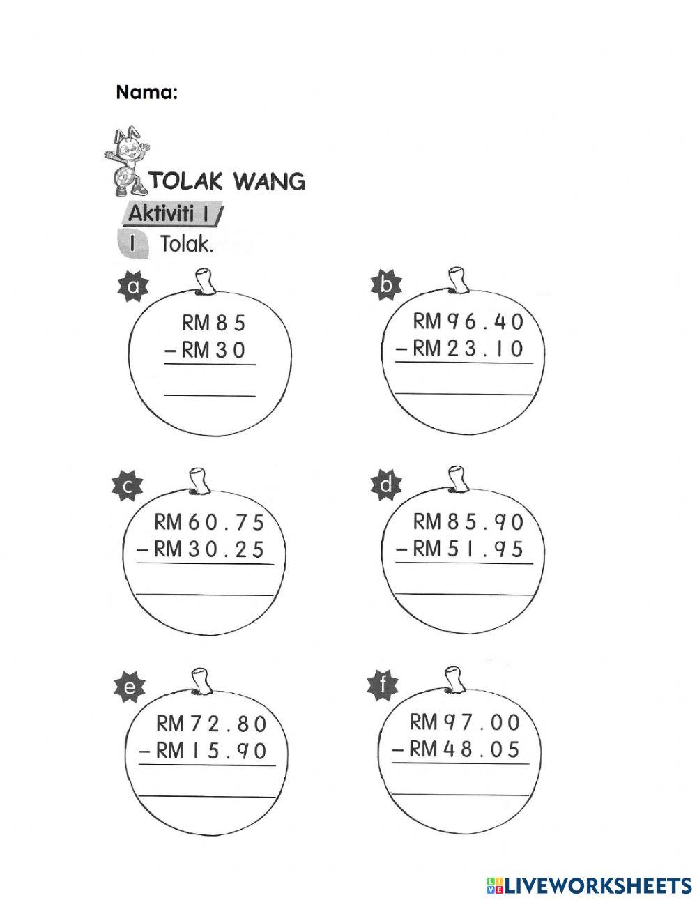 Matematik Tahun 2 - Tolak Wang