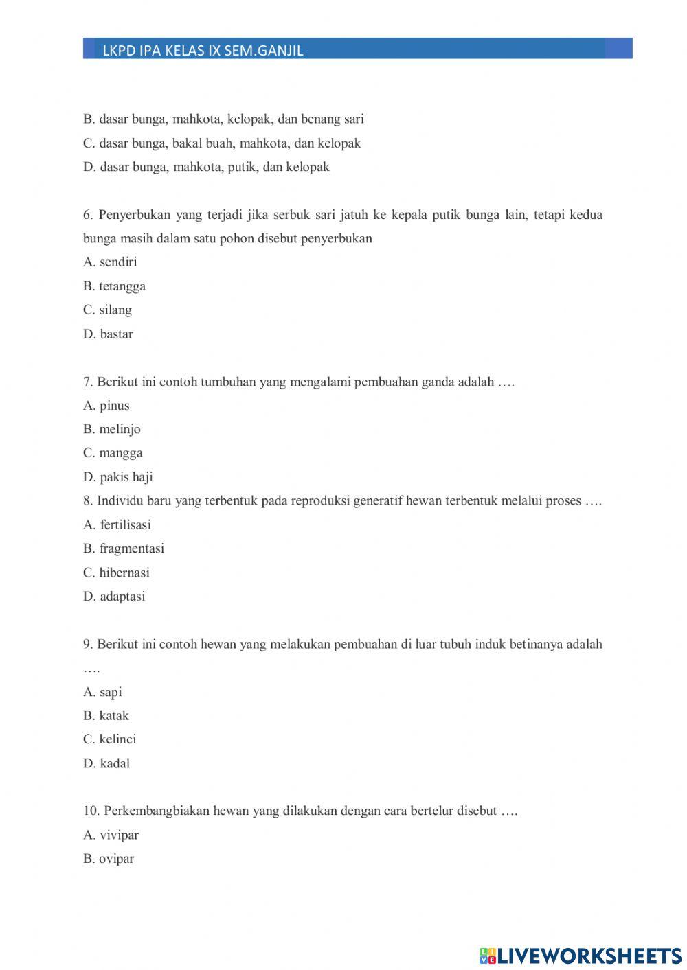 Penilaian harian ipa ii