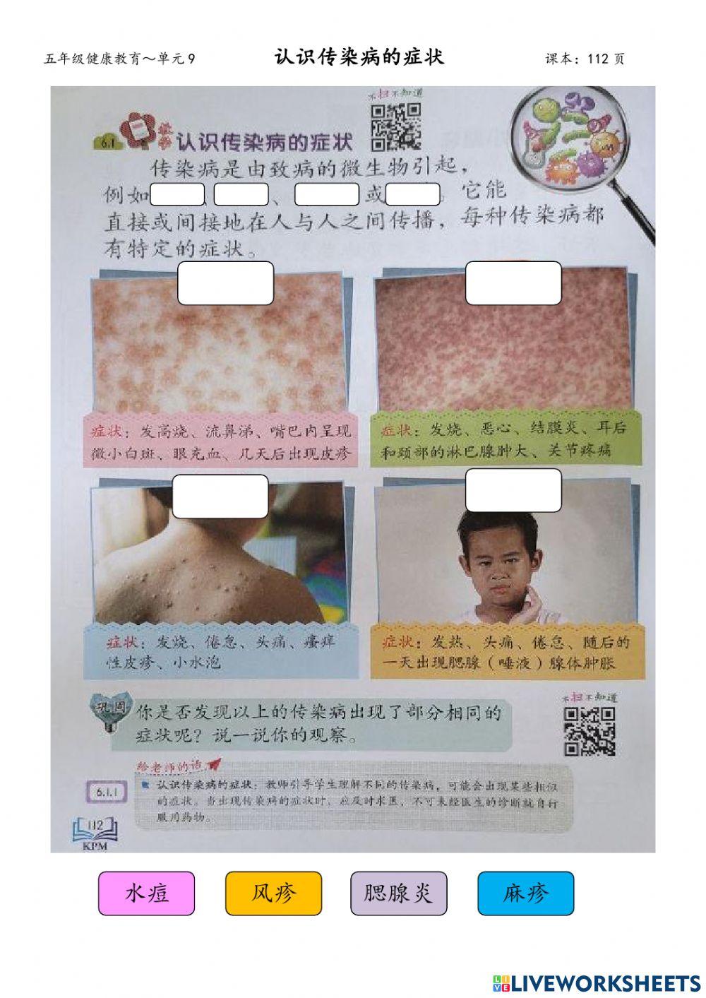 五年级健康教育～认识传染病的症状