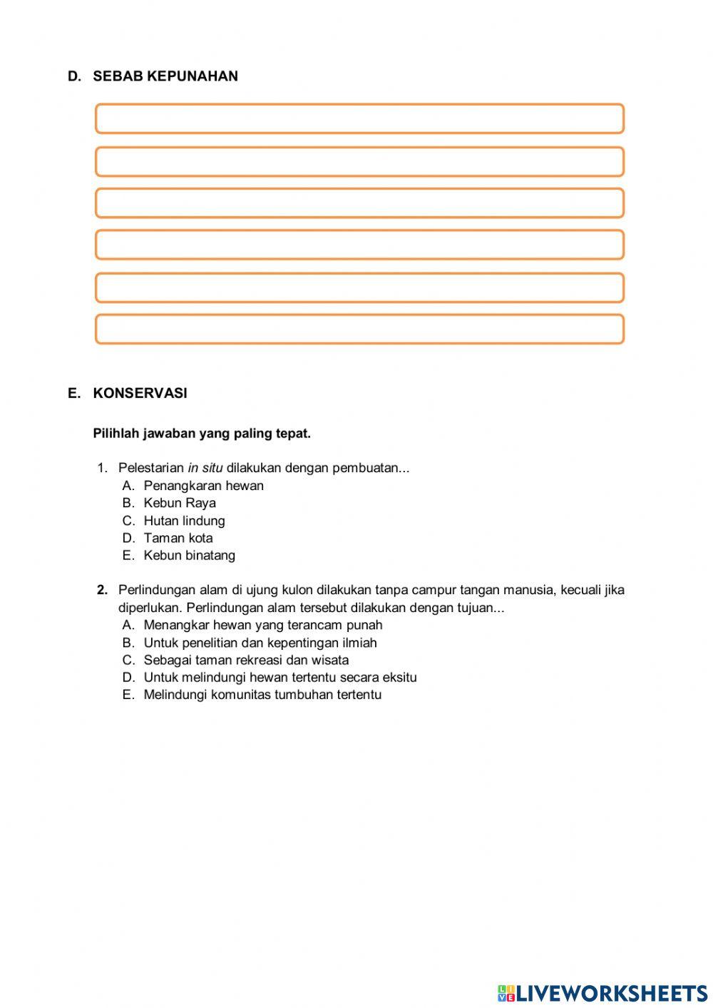 Latihan Soal Tipe Ekosistem-Konservasi