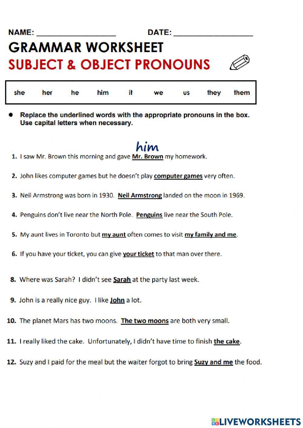 Object and subject pronouns