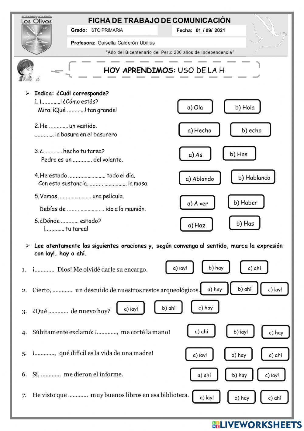 Ficha la uso de la h