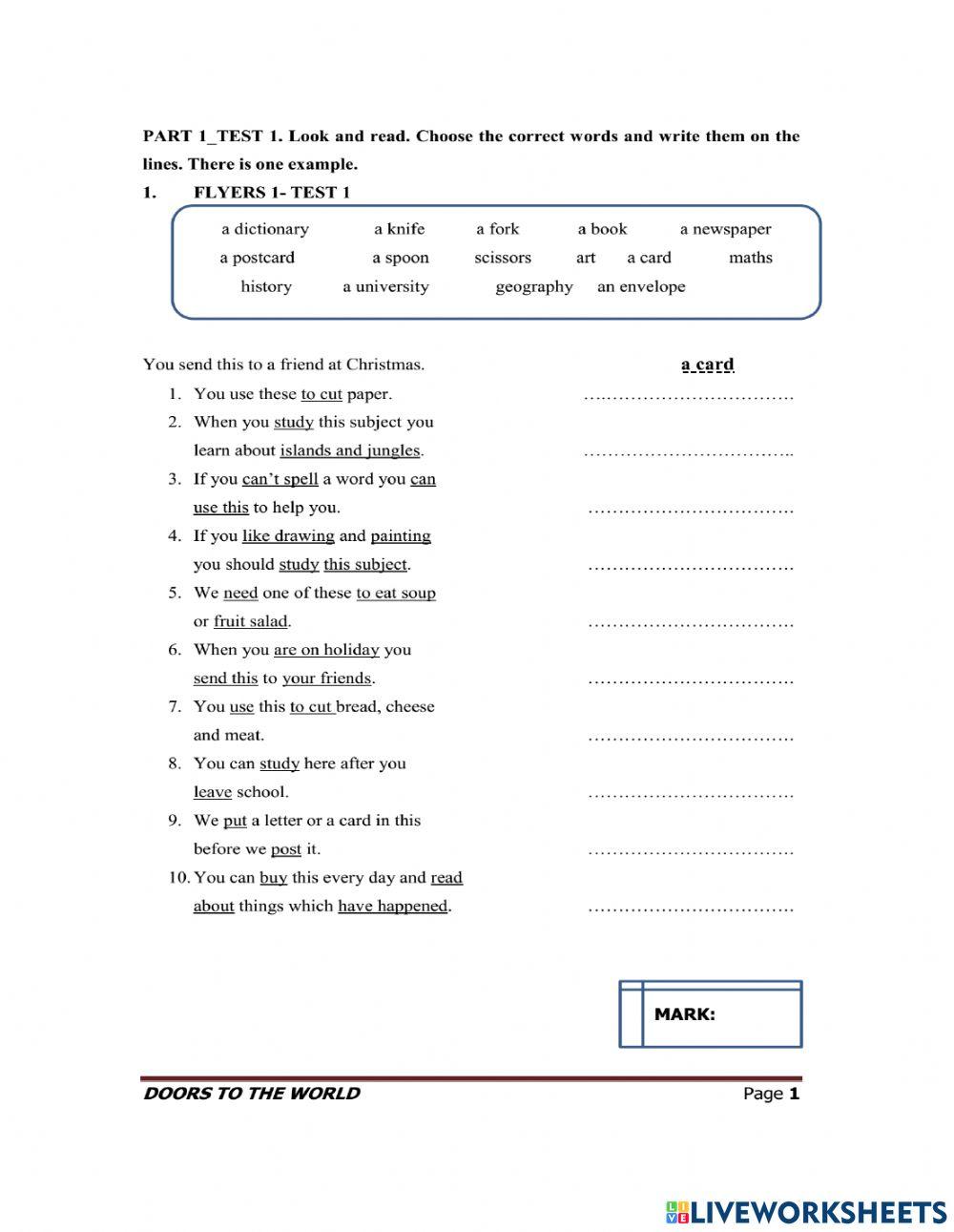 Flyers 1- Test 1- p1