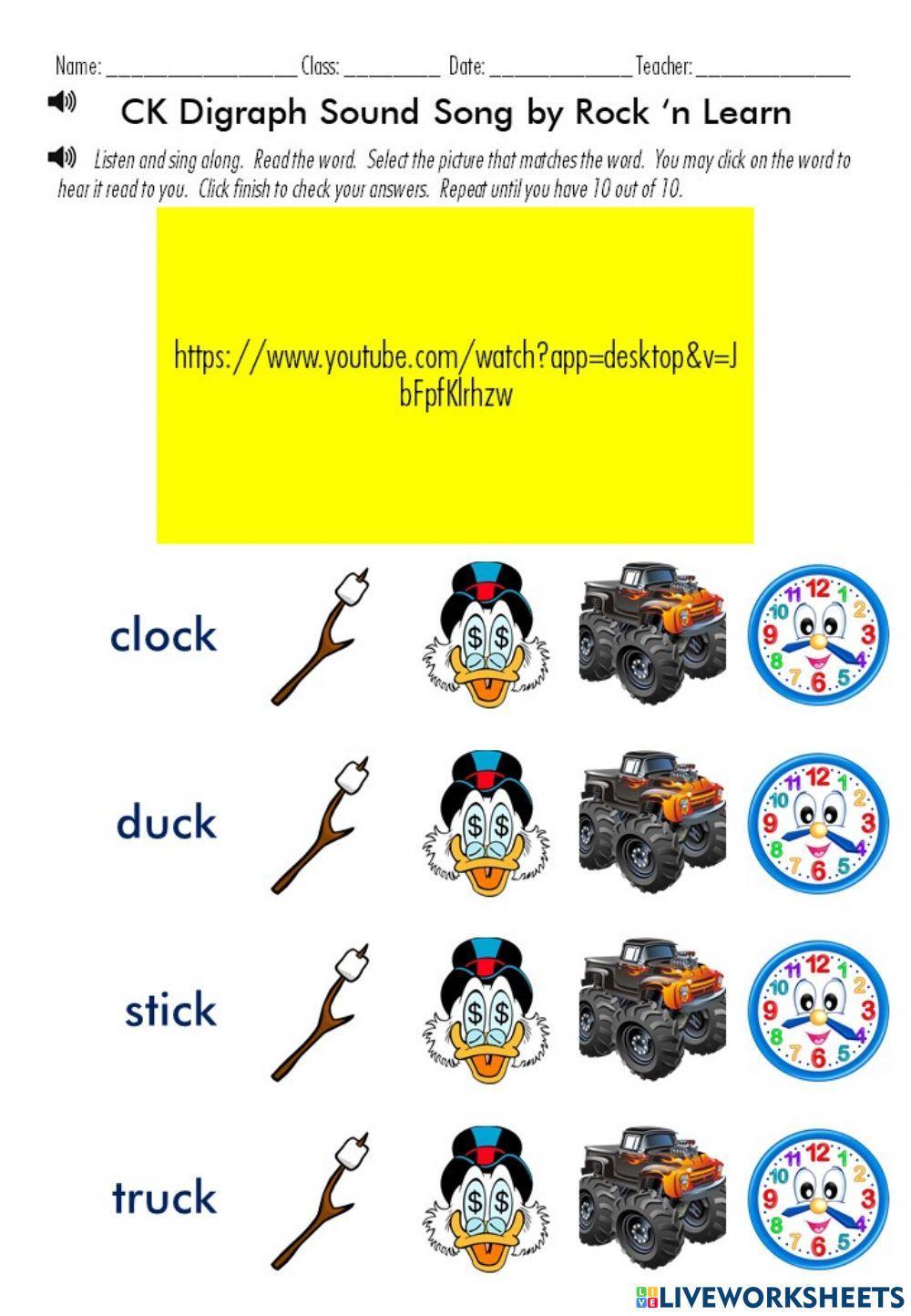 Meet the Digraph CK! - CK Digraph Sound Song by Rock ‘n Learn