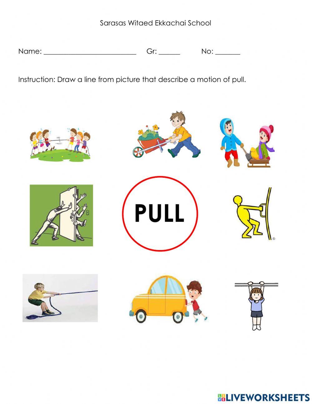 Motion Pull worksheet Live Worksheets