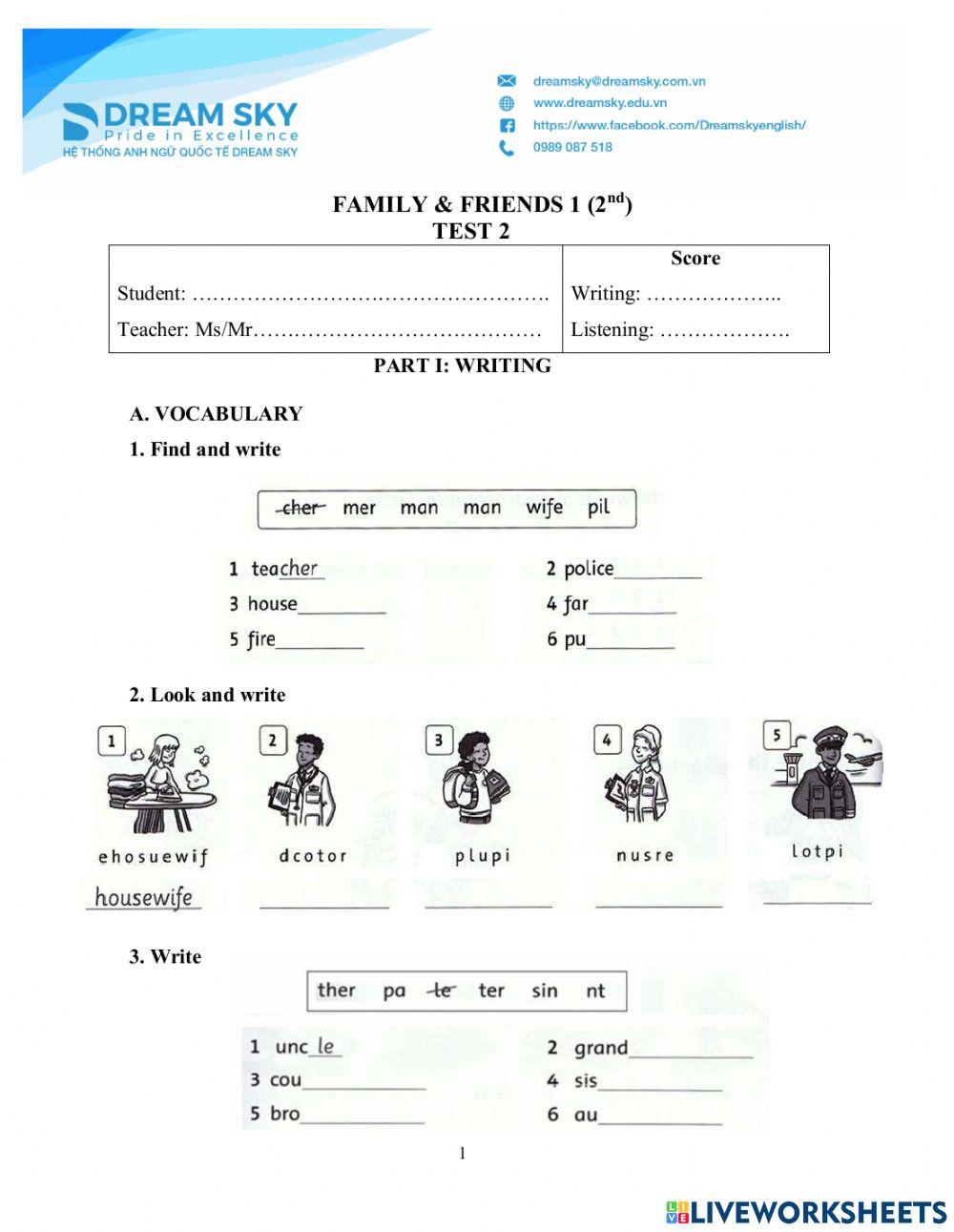 DS - Fa1 - Test 2 Writing