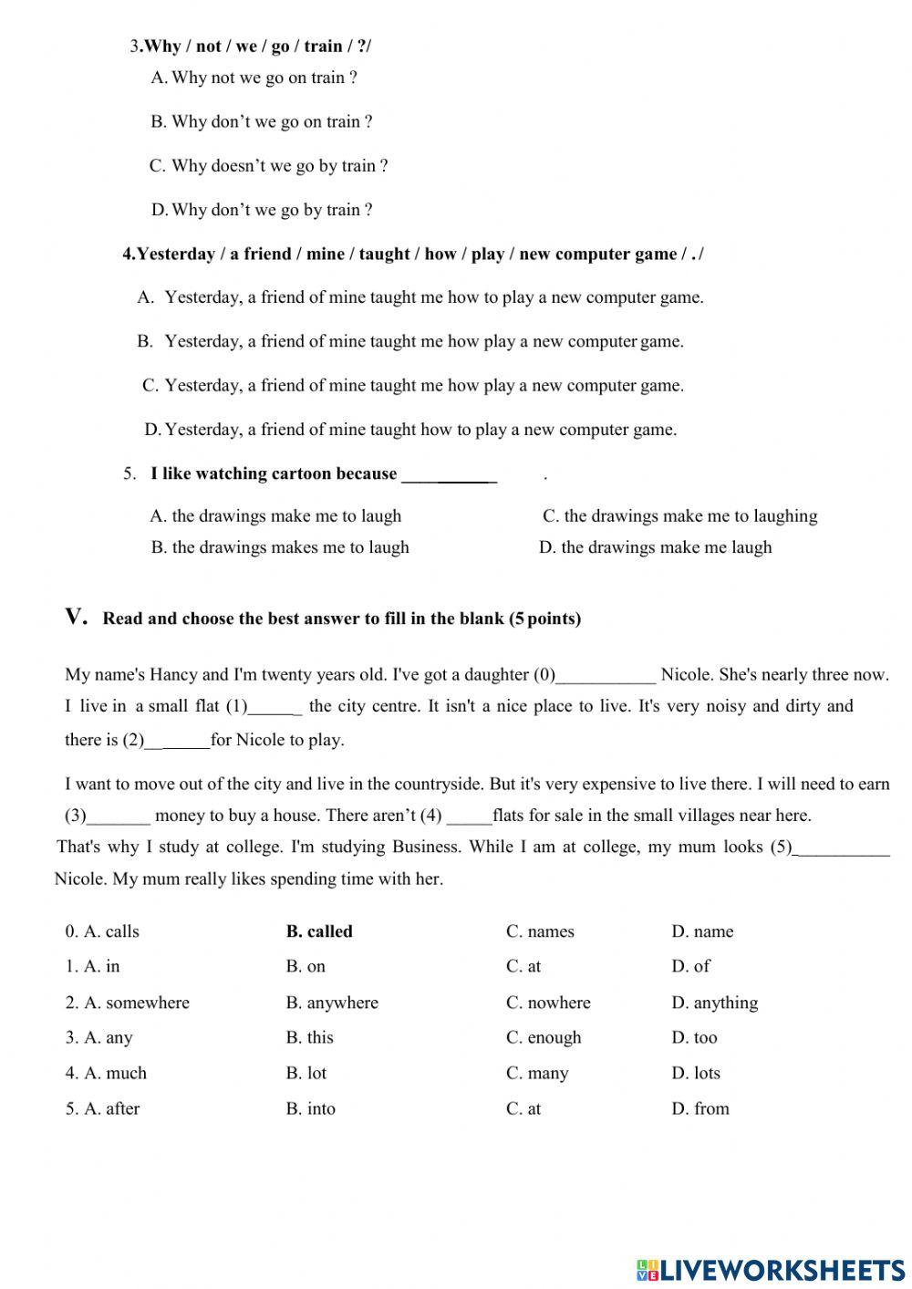 Ban Mai Test Grade 3