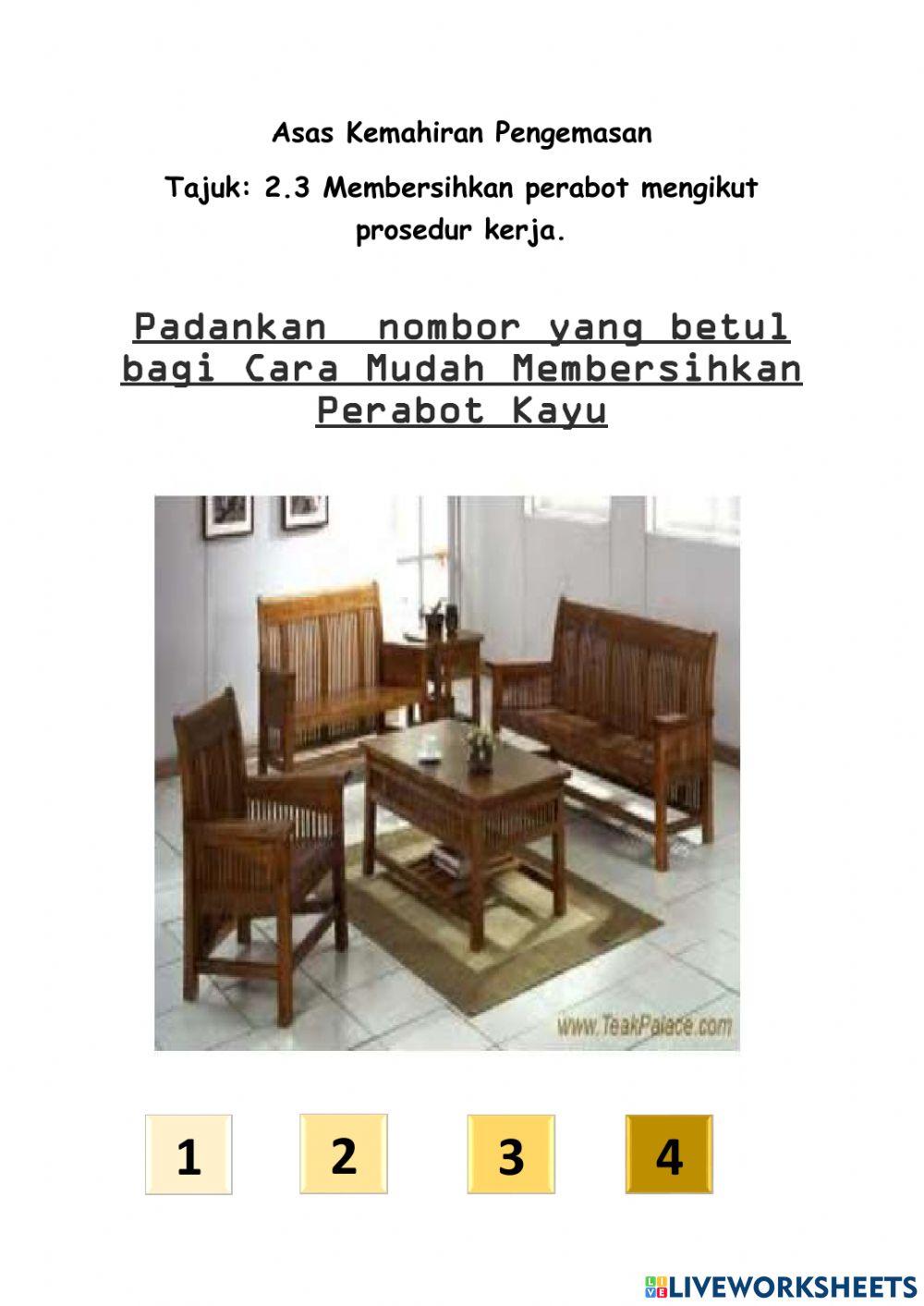 Tajuk: 2.3 Membersihkan perabot mengikut prosedur kerja