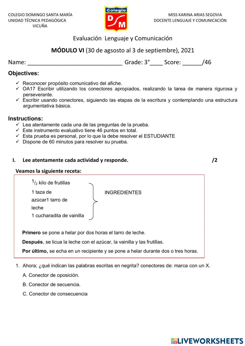 Evaluacion conectores