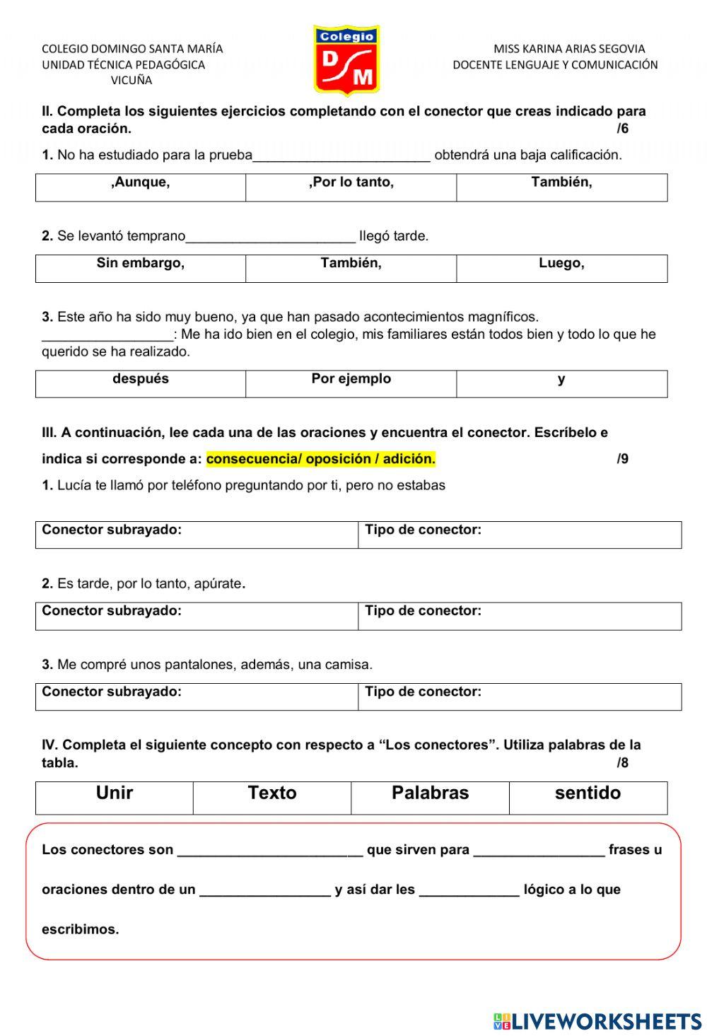 Evaluacion conectores