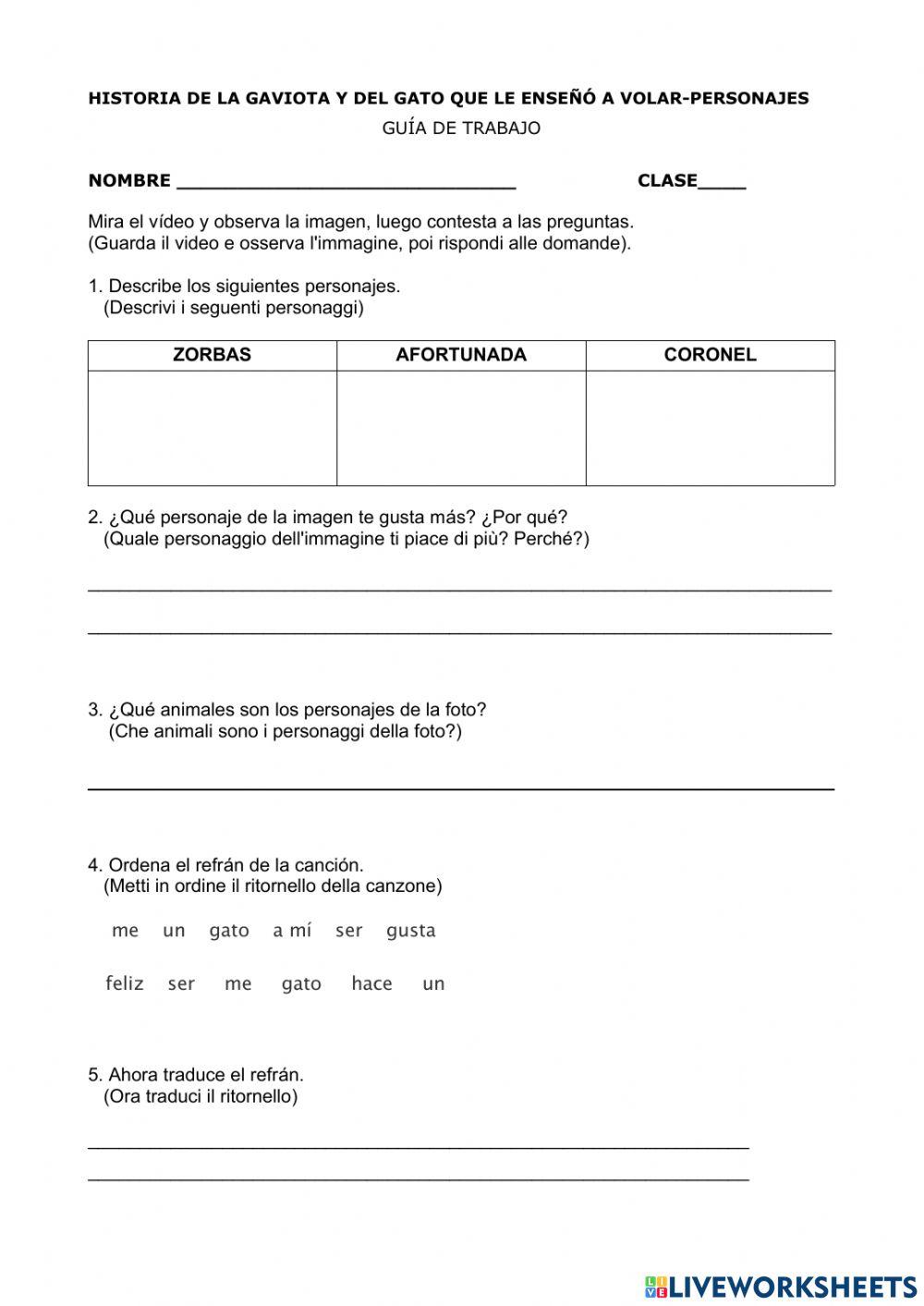 Personajes-Historia de la gaviota .....