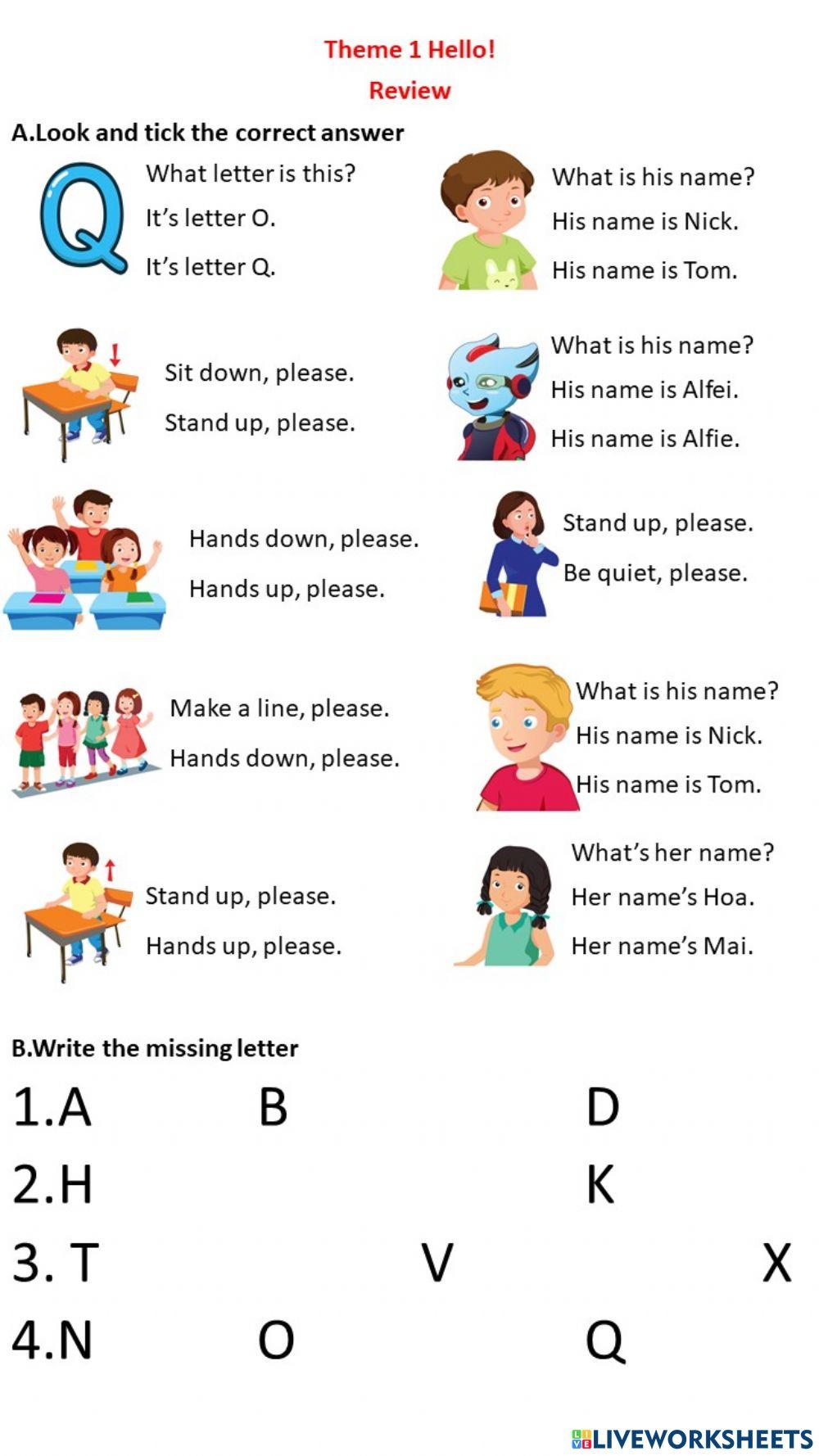 Theme 1 Hello Review L1,2,3