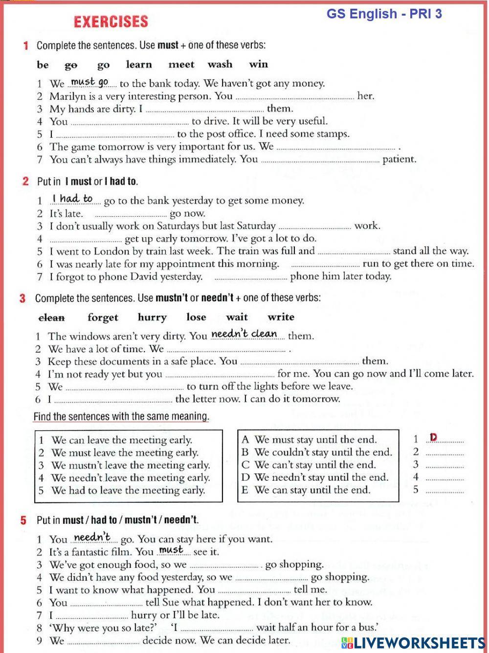 Must-Had to-Need-Needn't