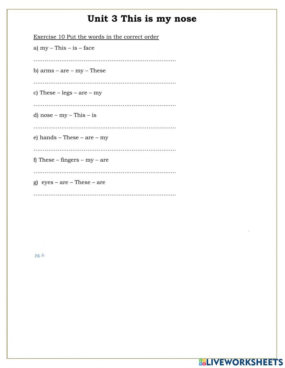Unit 3 - My body parts - Family and Friends