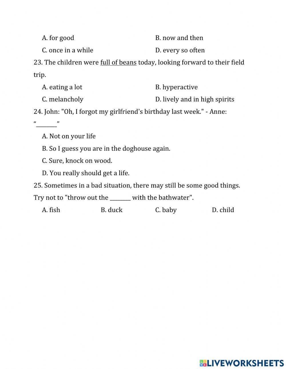 Chuyên đề 24:IDIOMS P2