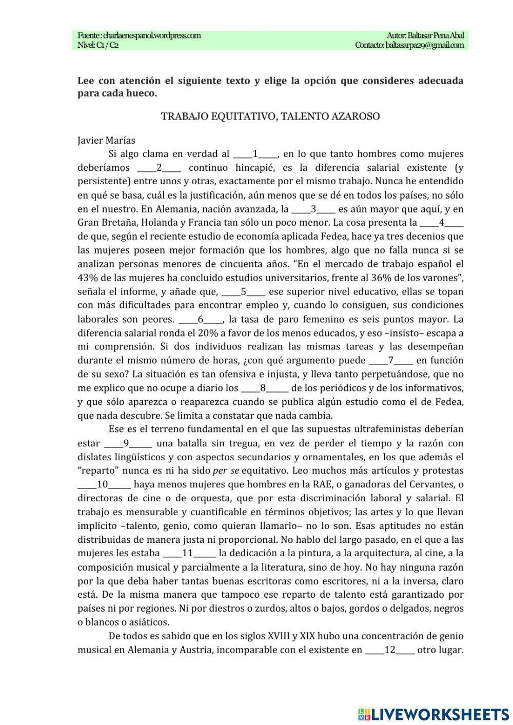 Dele B2- Comprensión lectora (Textos incompletos)